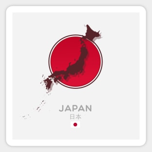 Japan Map and Flag Sticker